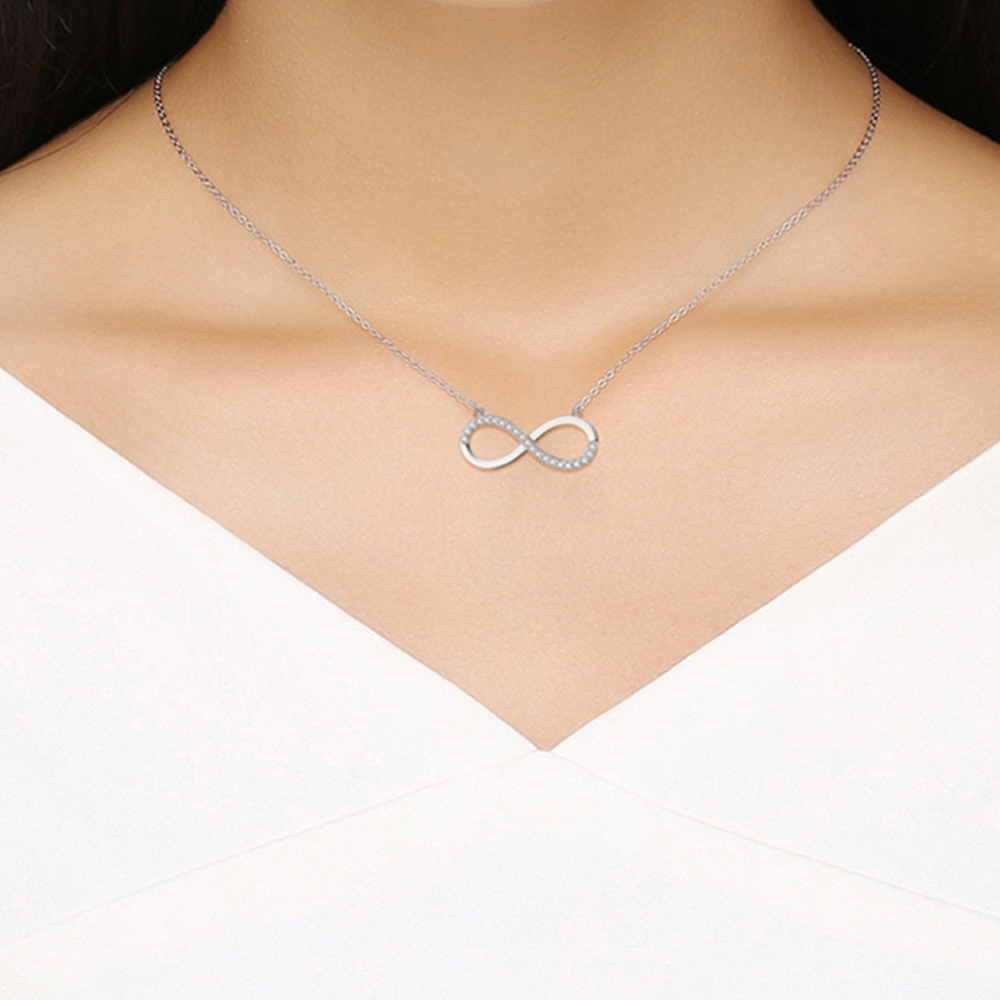 Vorschau: Halskette/Infinitykette mit Zirkonia 925er Silber