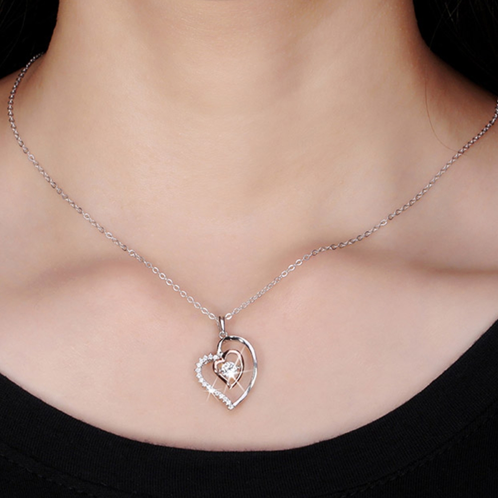 Vorschau: Halskette/Herzanhänger mit Zirkonia 925er Silber